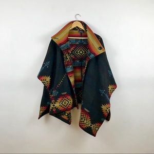 Pendleton wool button down poncho/cape